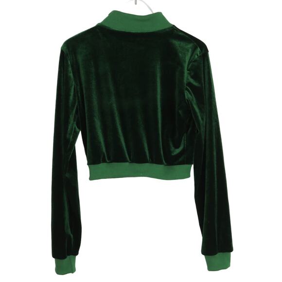 SHEIN Y2k Emerald Green Velour Tracksuit Zipper Jacket + Flared Pants Small - Picture 9 of 12